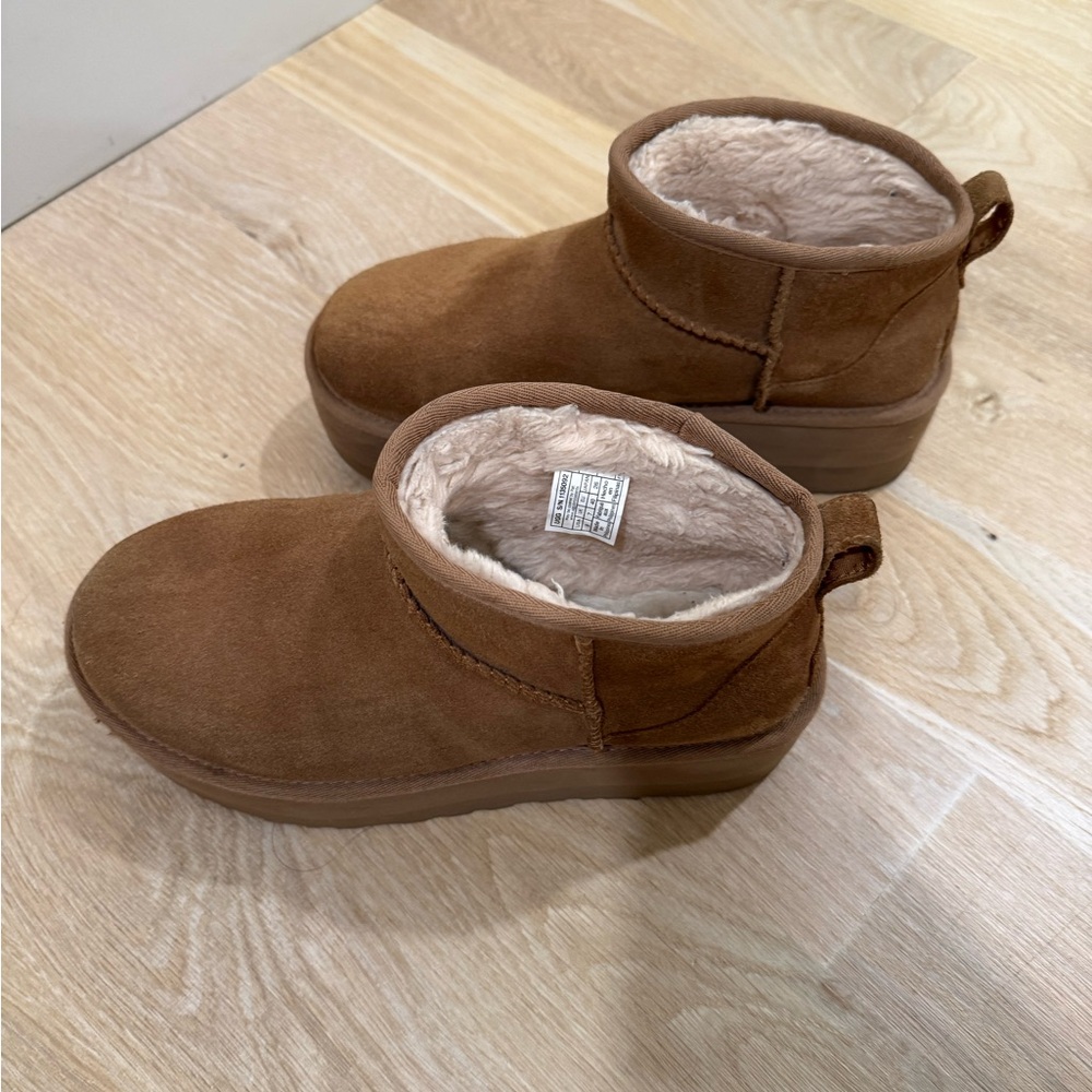 UGG Women's Tan chestnut Ulta mini Platform Boots - Picture 4 of 16
